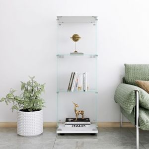 VitrineVitrine en Verre Vitrine Pour Collection 3 Couches avec Serrure Armoire de Rangement Vitrine Salon 125 cm Blanc