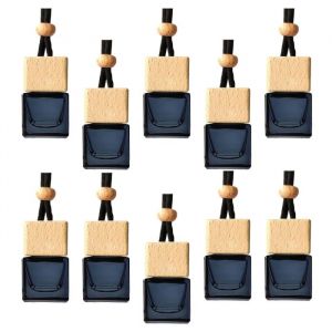 A Parfum 10 pcs Parfum de voiture 8ml Pendentif flacon de parfum carré noir pour voiture flacon dhuile essentielle de parfum noir