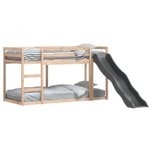 RemiseLit 1 personne Lit superpos&eacute; avec toboggan et &eacute;chelle sans matelas 80 x 200 cm JILIMAISON2025 35831355