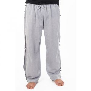Pantalon japonais relax zen mixte boutons coton léger gris - FANTAZIA - K1910A1 - Large - Homme