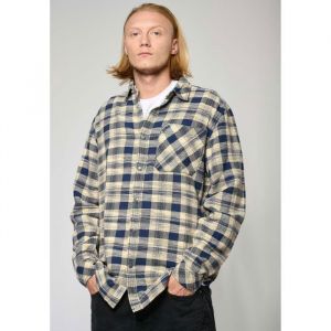 Chemise &agrave; carreaux bleu et beige Homme - KAPORAL - BOWY - Coupe regular - Manches longues - Col chemise