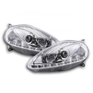Paire de feux phares avant Fiat Grande Punto de 2005 a 2008 Daylight LED Chrome