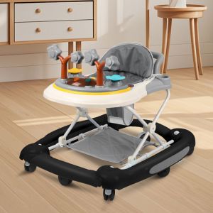 JEOBEST 3 En 1 Trotteur B&eacute;b&eacute; Gar&ccedil;on et Fille Marchette Pousseur avec D&eacute;ambulateurChariot de Marche avec Fonction Musique