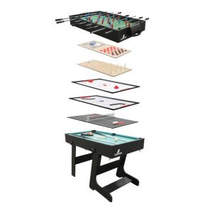 Table Multi Jeux 16 en 1 - COUGAR - Pliable - Design Noir - Accessoires Inclus - Pour Enfants 5 ans+