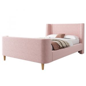 Lit enfant 90 x 200 cm Lit simple rembourré Lit bateau pour garçons et filles - Rose
