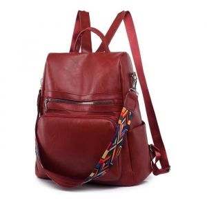 Sac à Dos Femme Anti-vol PU cuir Décole - Rouge