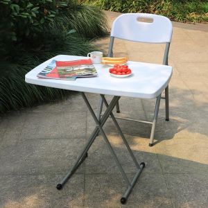 Table Pliante Hauteur R&eacute;glable - Table de Jardin Plastique - 76 x 50 x 51/63/74 cm