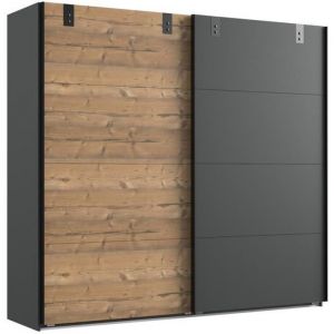 Armoire placard meuble de rangement  coloris ch&ecirc;ne - Longueur 225 x Hauteur 210 x Profondeur 65 cm