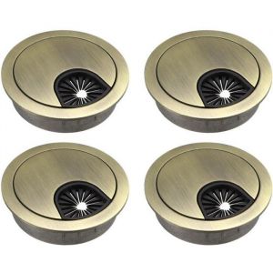 Passe-c&acirc;bles de bureau - Lot de 4 - Cache-trou de c&acirc;ble rond - M&eacute;tal - Passe-c&acirc;ble de bureau - Cache-trou de c&acirc;ble - 60 mm - C&acirc;bles
