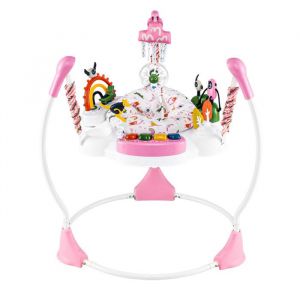 Trotteur B&eacute;b&eacute; Musical Jumperoo COSTWAY-6 Jouets Interactifs-Lumi&egrave;res et Musique-3 Hauteurs R&eacute;glable-Si&egrave;ge &agrave; 360&deg;-6+ Mois-Rose