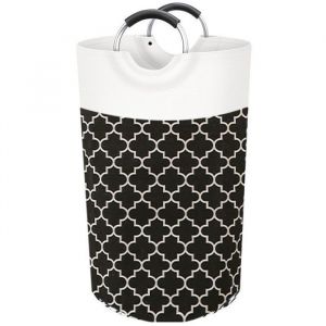Panier a Linge90L Panier &agrave; Linge &eacute;tanche avec Poign&eacute;es Rembourr&eacute;esPliage Grande Capacit&eacute; Corbeilles &agrave; Linge-Noir Blanc
