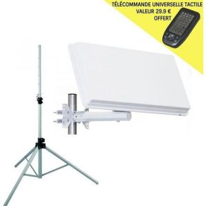 Kit Camping Car - SELFSAT - H30D - Parabole Plate - Trépied Aluminium - Télécommande Universelle