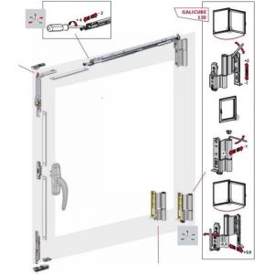 Kit Oscillo-battant complet Galicube 1V FAPIM à crémone Nefer midi - Compas court 402 à 750 mm - Argent - 1330AA-G6