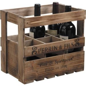 Caisse 6 bouteilles en bois vieilli - Caisse en bois vintage : une solution de rangement id&eacute;ale pour les amateurs de vin