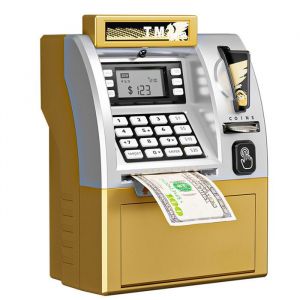 Tirelire &Eacute;lectronique ATM avec Carte Bancaire et Code Secret Grand Capacit&eacute; pour Pi&egrave;ces et Billets &Eacute;ducative avec Ecran Horloge