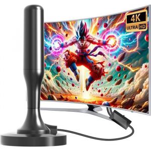 Antenne TV Intérieur Puissante TNT HD 2025 Haut Puissante Antenne TV Intérieur avec Base magnétique - Long ANTENNE (HORS PARABOLE)