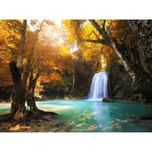 Papier Peint Photo INTISS&Eacute;-(365V)CASCADE KANCHANABURI-350x260cm-7 l&eacute;s-Mural Poster G&eacute;ant XXL-Mer Beach Mer Oc&eacute;an Nature Jungle For&ecirc;t