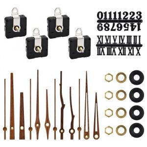 4 Mécanisme Horloge Couple Élevé Mouvement dHorloge Quartz avec 4 Paire Aiguilles en Bois et 2 Set Chiffre