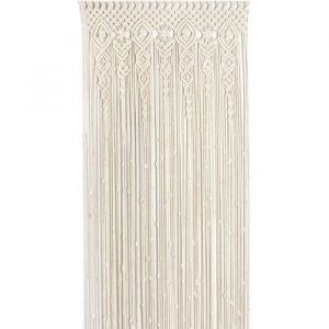 Tapis mural macram&eacute; boh&egrave;me - Coton 100% naturel - 100x200 cm - Beige - Fait main - Polyvalent - D&eacute;coration murale