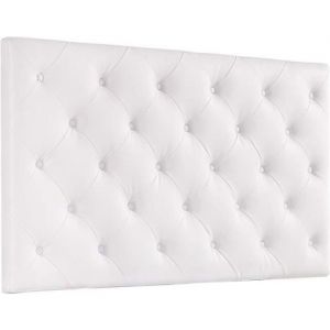 Tête de lit rembourrée capitonnée à suspendre coloris blanc - Largeur 160 x Profondeur 11 x Hauteur 140 cm - JUANIO