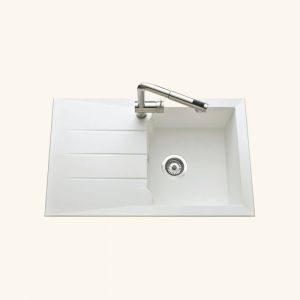 Évier résine blanc TUNIA 1 bac 1 égouttoir