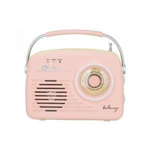 Radio R&eacute;tro - HALTERREGO - Vintage Rose - AM/FM - Lecteur USB/Carte SD - Aux In/Prise Casque