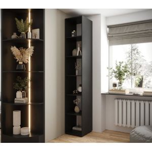 Bibliothèque moderne - ABIKSMEBLE Inova 1 - colonne élégante avec cinq étagères 2367 x40 x45cm Noir