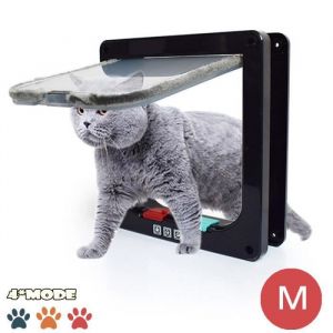 Chatiere Pour Chat ChienChatiere Chat avec Serrure Contrlable VerrouillableChatière avec Tunnel Cache Facile à Installer-Noir M