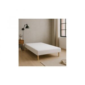 SOMMIER TAPISSIER BLANC 130x190 cm  FABRICATION FRANÇAISE ARTISANALE  PIEDS OFFERTS  HAUTEUR avec PIEDS 27 cm - som130x190