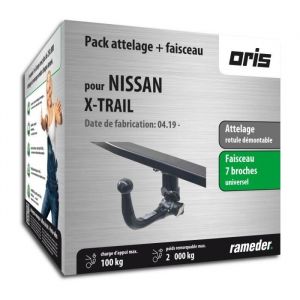 Attelage - Nissan X-TRAIL - rotule démontable - Oris - Faisceau universel 7 broches