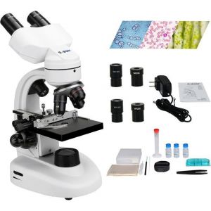 SVBONY SV605 Microscope Binoculaire Composé 80X-1600X Microscope de Scène Mécanique à Deux Couches Kits pour Adultes Adolescents