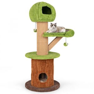 Arbre &agrave; Chat Multi-niveaux 148&nbsp;cm COSTWAY Forme Champignon Adorable Condo Balle en Peluche Poteaux en Sisal Coussins Amovibles