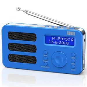 Radio Portable Numérique DAB FM Bleu Réveil Digital Portatif -August MB225 -