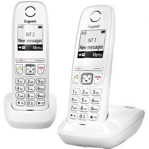 Gigaset AS405 Duo Téléphone sans fil avec ID dappelant DECTGAP blanc + combiné supplémentaire