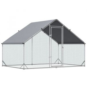 Poulailler Enclos en acier 300 x 200 x 200 cm Cage &agrave; poules avec couvercle porte enclos pour 4-6 poules petits