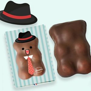 Ourson Guimauve XL en costume - Chocolat Lait