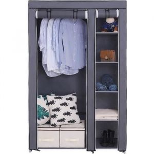 Armoire de Rangement en Tissu Pliant, penderie de Chambre 110*45*175cm,Gris