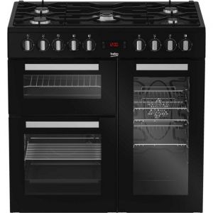 Cuisinière gaz et électrique BEKO PS235315DB Noir - Triple four - 2 fours + 1 gril - Classe A - 90x60cm