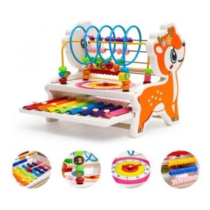 Instruments de Musique Xylophone pour Enfants en Bois  Boulier et Xylophone de Labyrinthe de Perles en Bois  Jouets musicaux  Bois