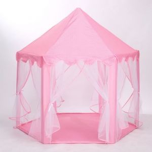 Tente de jeu pour enfants - JEOBEST - Ch&acirc;teau de princesse avec filet - Rose - 140*142cm