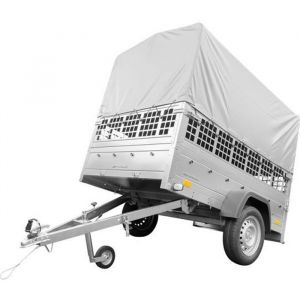 Remorque pour permis B Garden Trailer 201 KIPP 500 kg 200 x 125 cm [avec rehausses grillagées bâche haute arceau et roue jockey]