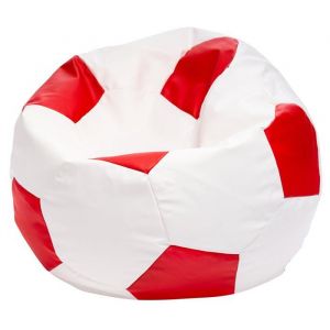 Football Pouf L en Simili Cuir Pouf Fauteuil Gaming Enfant 90x55cm Rouge - Ecopuf