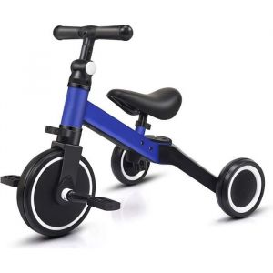 Vélo Draisienne Tricycle pour Enfants 1-3 Ans Évolutif 3 en 1 Premier Vélo pour Bébés Filles Garçons Selle et Guidon Réglable -Bleu