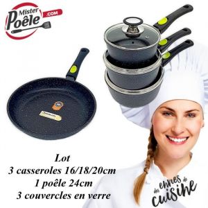 Lot 3 casseroles 16 18 20cm - Poêle 24cm Espace Cuisine Professionnel