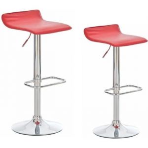 Tabouret de bar - Rouge - Simili - Pivotant - R&eacute;glable en Hauteur 60-80cm