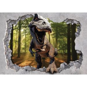 Papier Peint Intissé Enfant Garçon Dinosaure Effet 3D 250x175 cm Tapisserie Chambre Enfant Photo Non Tissé Muraux Trompe loeil