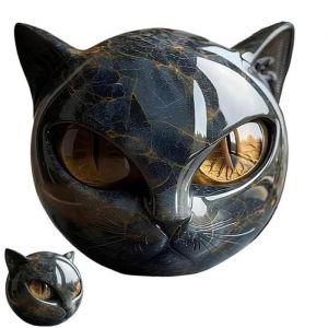 Figurine de sculpture en pierre de chat noir sculpture en pierre de chat noir de luxe figurine de chat en cristal-1PCS