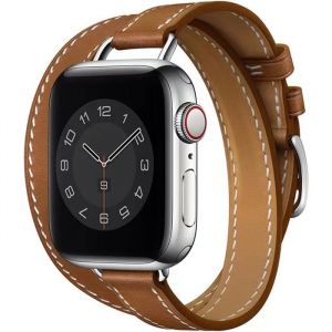 BRACELET POUR MONTRE CONNECTEE - Fleuve - Bracelet cuir Apple Watch Series 10 double tour mince 40-49Mm Se/1-10 femme