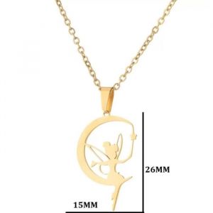 Collier Fée Clochette sur Lune Doré - Louna - Figurine Fée - Bijoux Fée