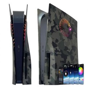 Façades pour Couvercle de Console PS5 avec Ventilation de Refroidissement du Ventilateur + Bande Lumineuse RVB et Filtre à